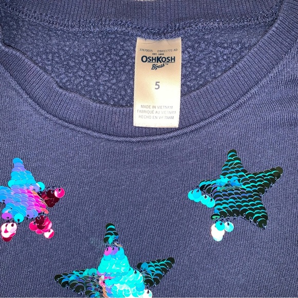 🆕 Navy Blue Flippy Flip Sequin Star Long Sleeve Sweater Shirt OshKosh B’gosh 5 - Picture 5 of 8